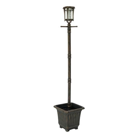 Solar Lamp Post with Planter & EZ Anchor – Brushed .